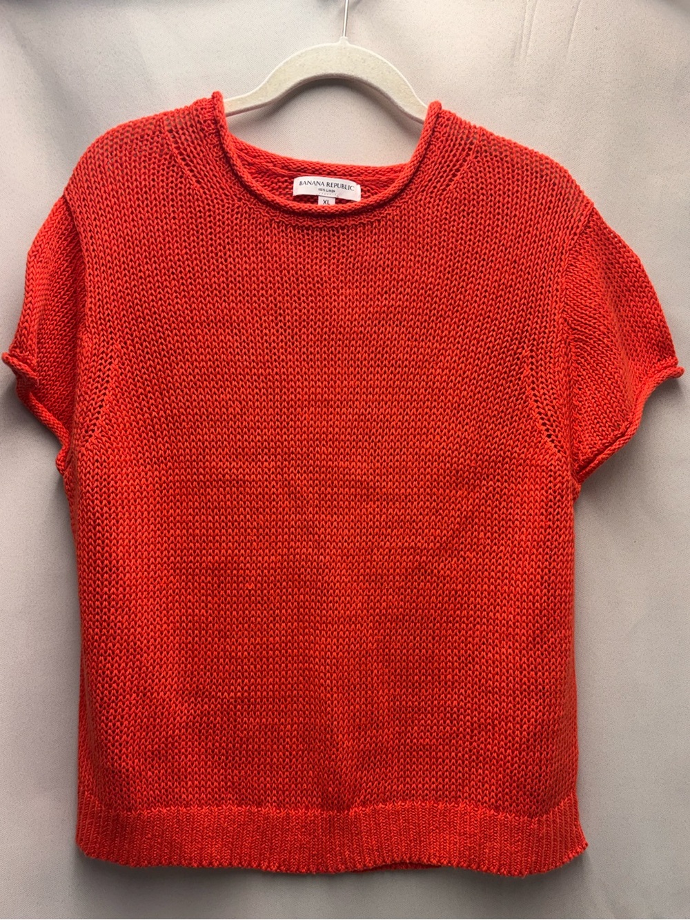 Banana Republic 100% Linen Rolled Collar & Sleeves Top Size XLarge  Burnt Orange